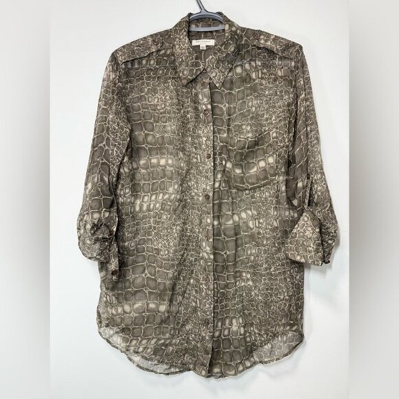 Equipment Crocodile Print Button Down Shirt size S - Picture 3 of 6